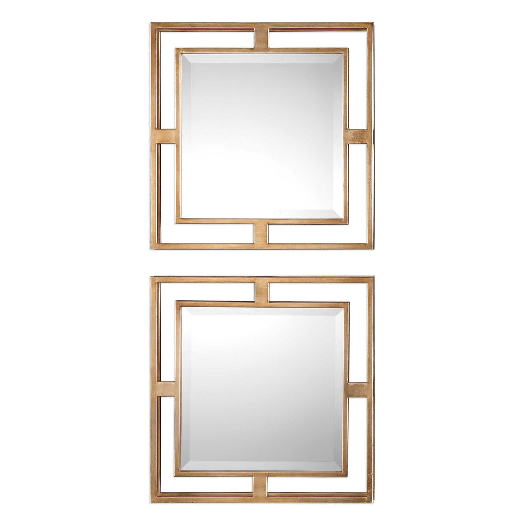American Home Furniture Uttermost Allick Gold Square Mirrors Set of 2