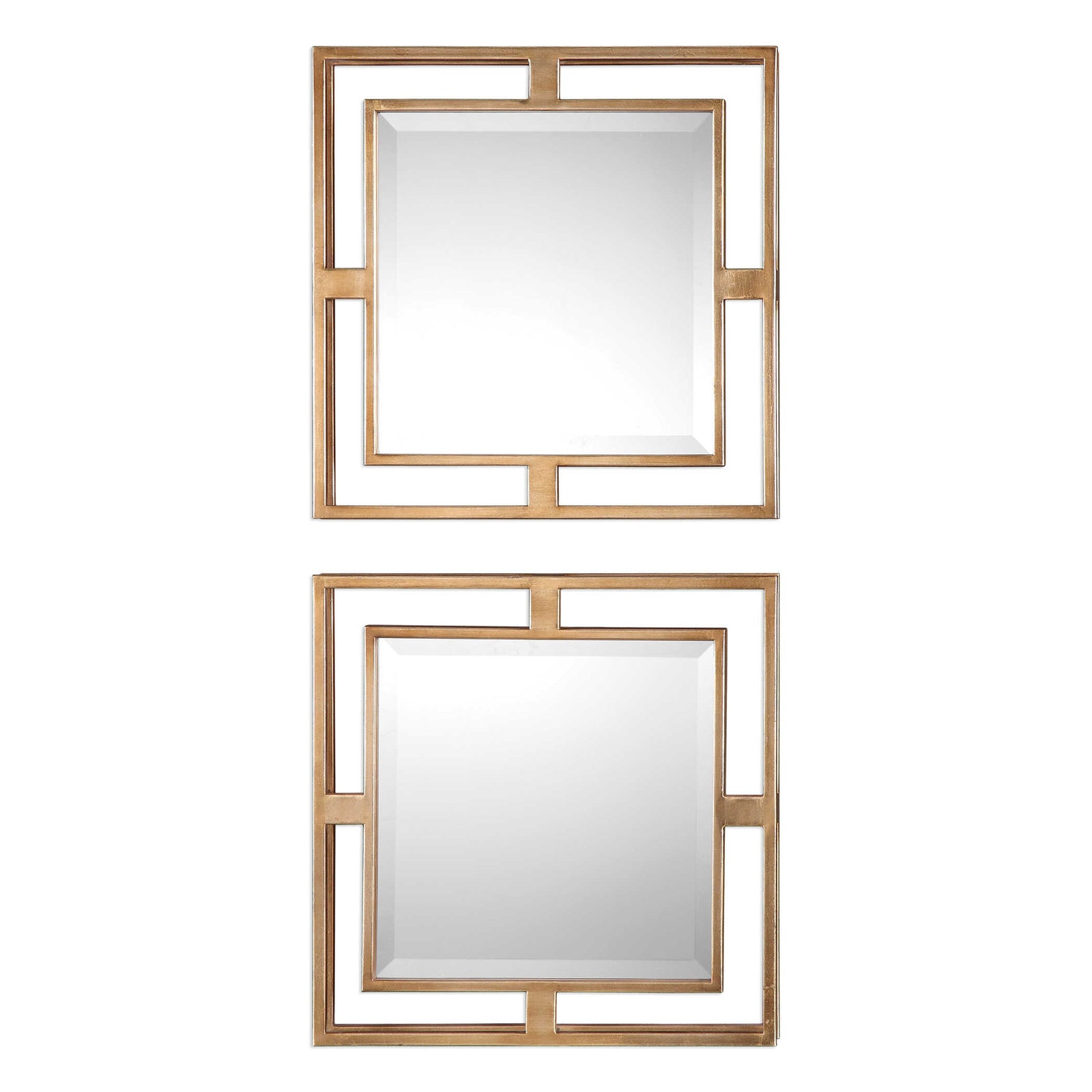 American Home Furniture Uttermost Allick Gold Square Mirrors Set of 2