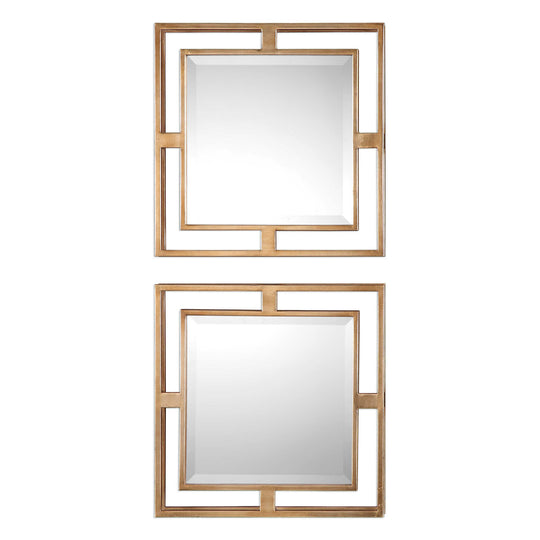 American Home Furniture Uttermost Allick Gold Square Mirrors Set of 2
