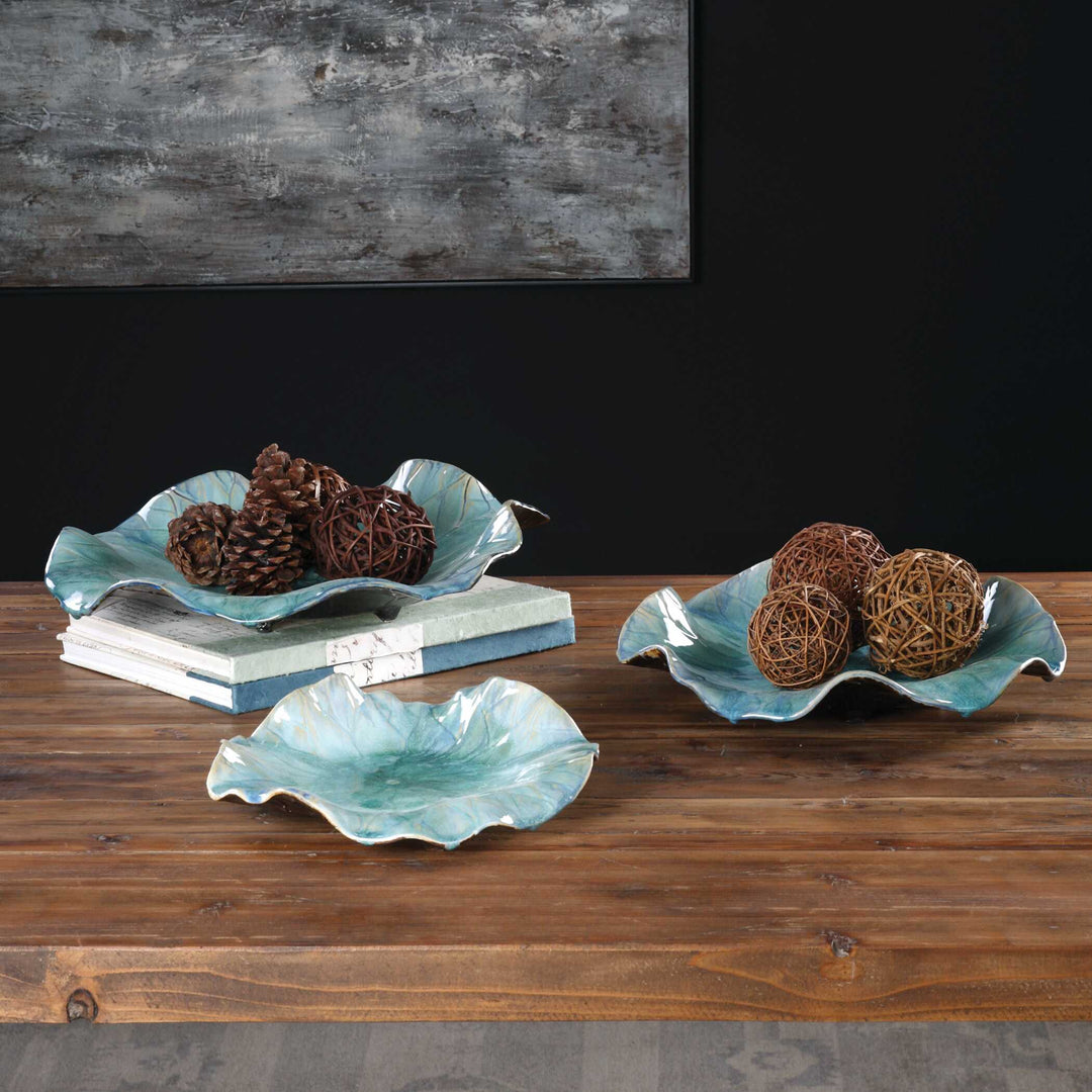 American Home Furniture Uttermost Abella Ceramic Flowers Set of 3