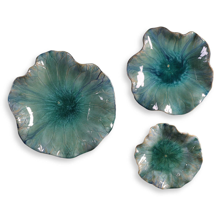 American Home Furniture Uttermost Abella Ceramic Flowers Set of 3