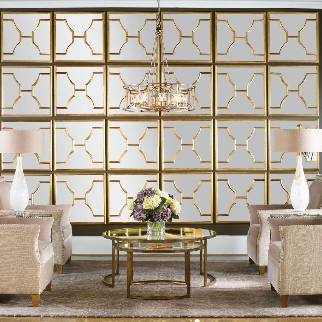 American Home Furniture Uttermost Misa Gold Square Mirrors Set of 2