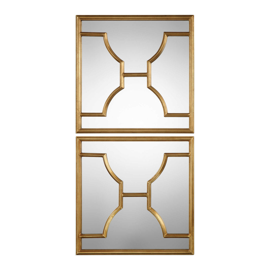 American Home Furniture Uttermost Misa Gold Square Mirrors Set of 2