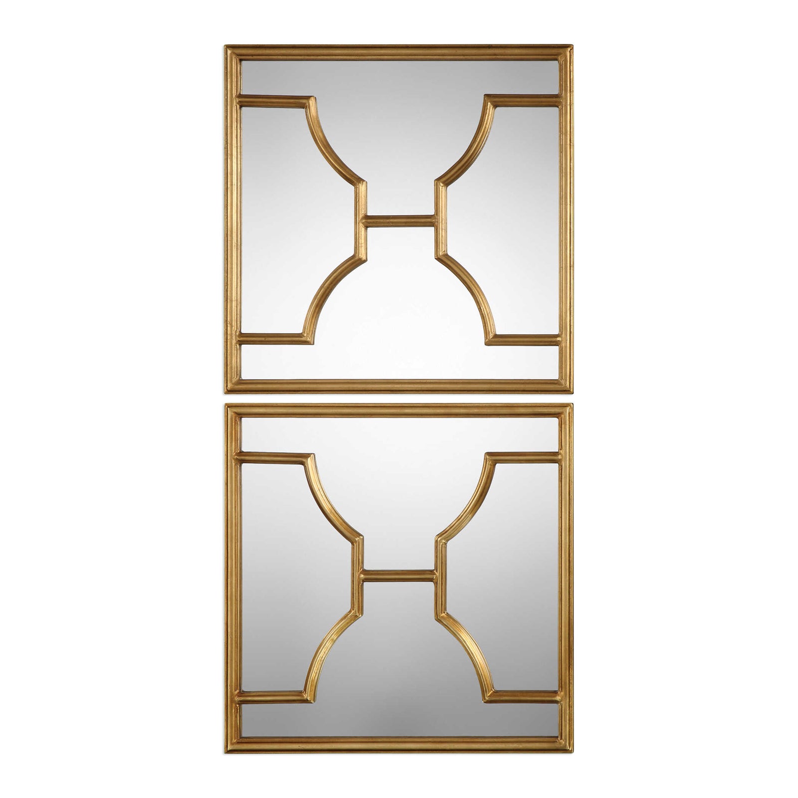 American Home Furniture Uttermost Misa Gold Square Mirrors Set of 2