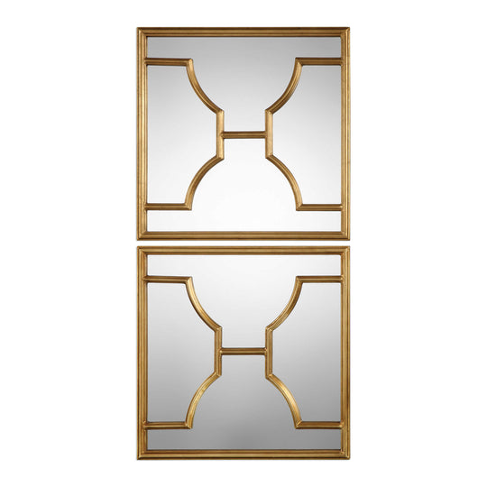 American Home Furniture Uttermost Misa Gold Square Mirrors Set of 2