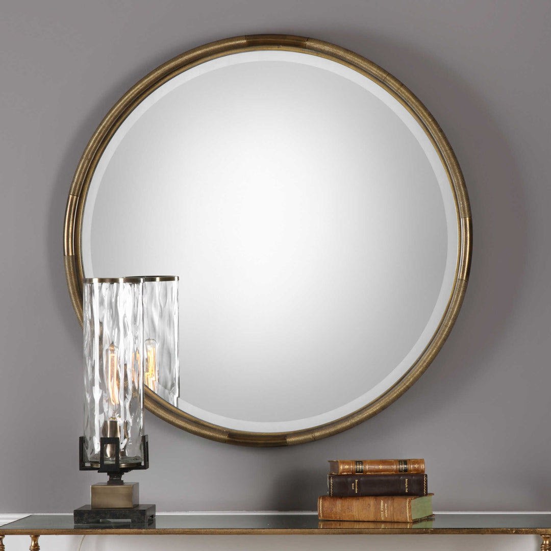 American Home Furniture Uttermost Finnick Iron Coil Round Mirror
