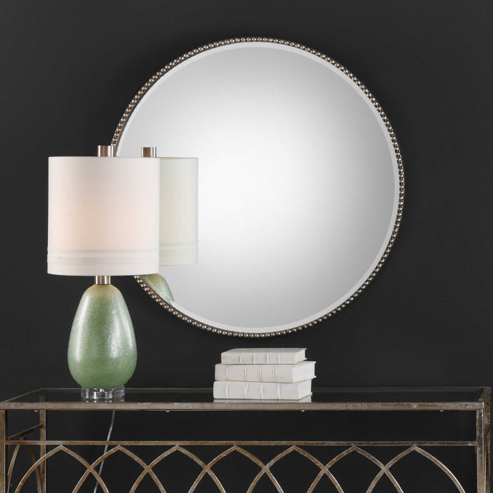 American Home Furniture Uttermost Stefania Beaded Round Mirror