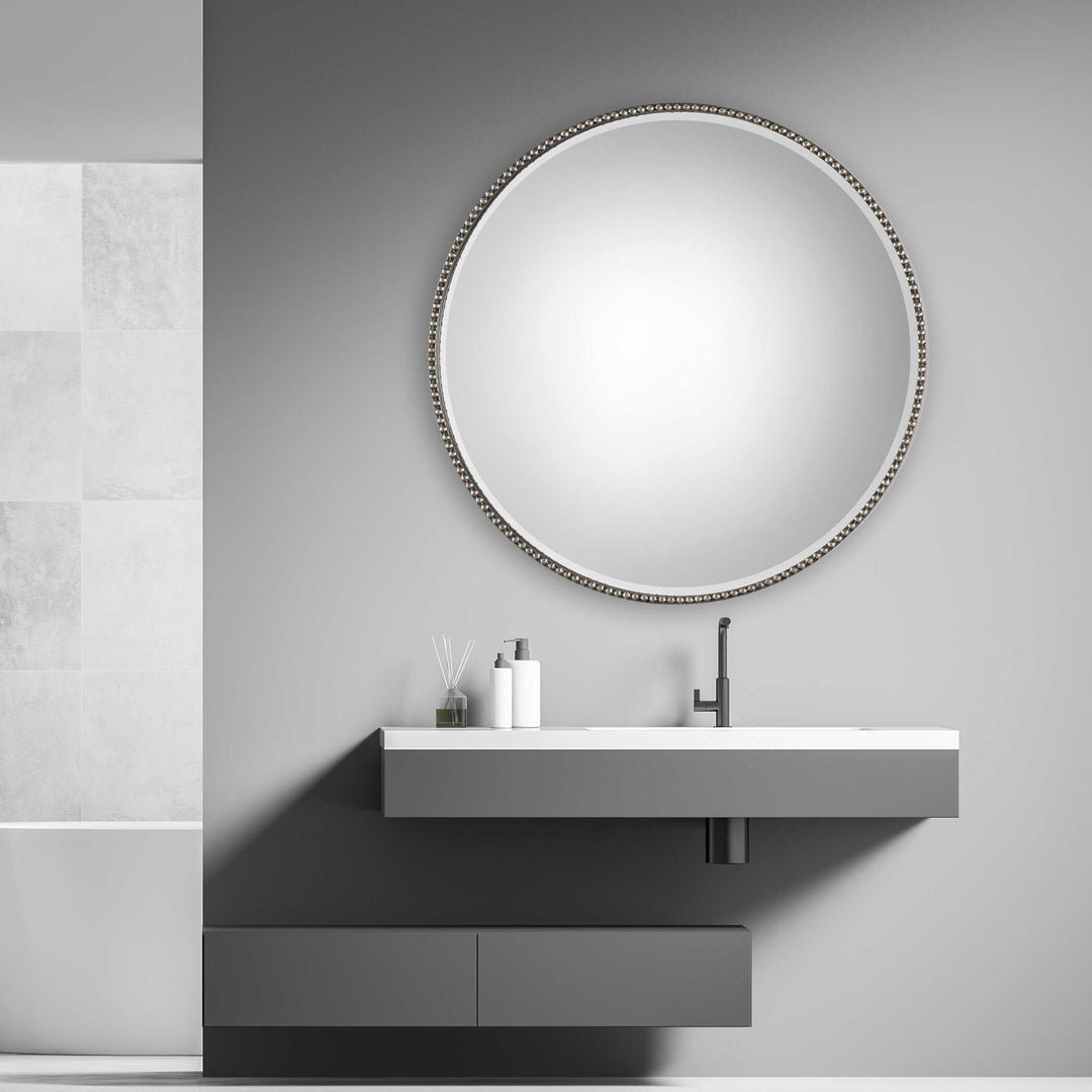American Home Furniture Uttermost Stefania Beaded Round Mirror