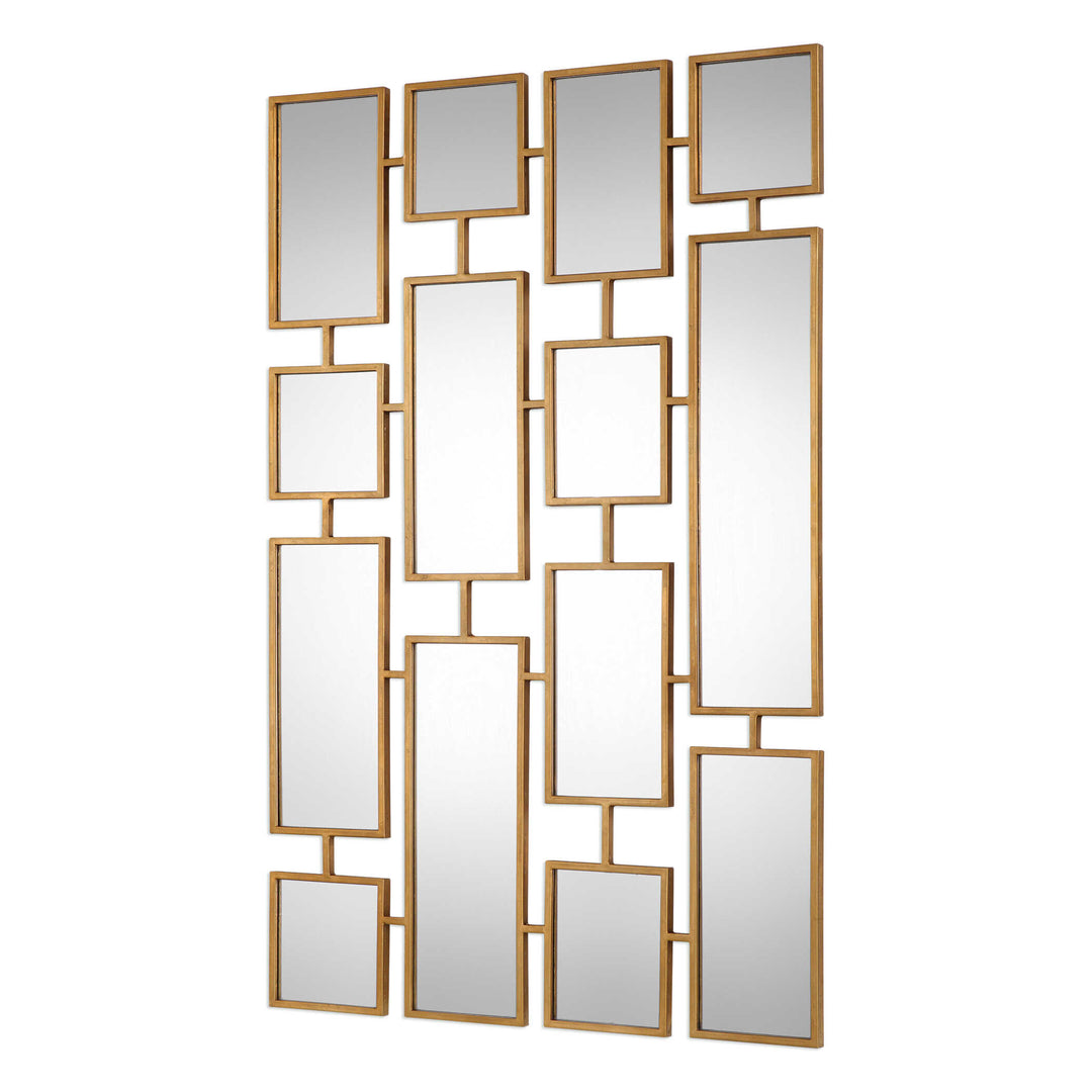 American Home Furniture Uttermost Kennon Forged Gold Rectangles Mirror