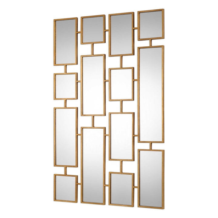 American Home Furniture Uttermost Kennon Forged Gold Rectangles Mirror