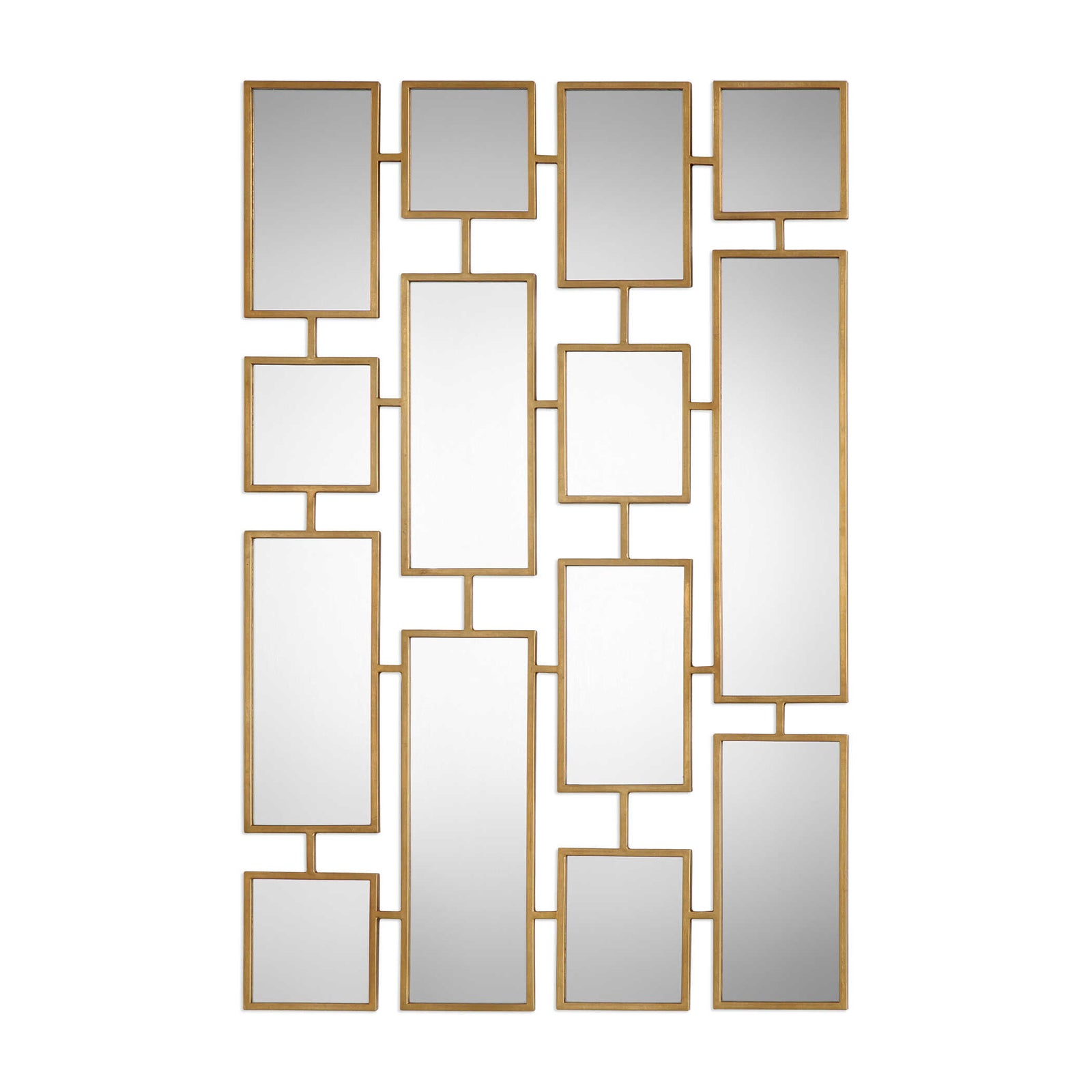 American Home Furniture Uttermost Kennon Forged Gold Rectangles Mirror