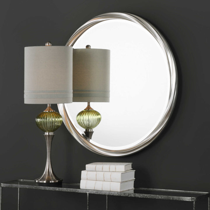 American Home Furniture Uttermost Orion Silver Round Mirror