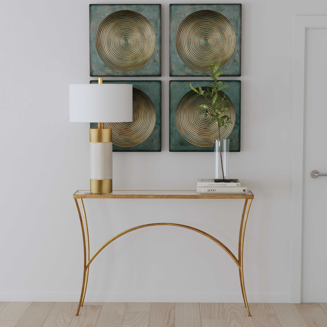 American Home Furniture Uttermost Sybil Antique Gold Squares S/2