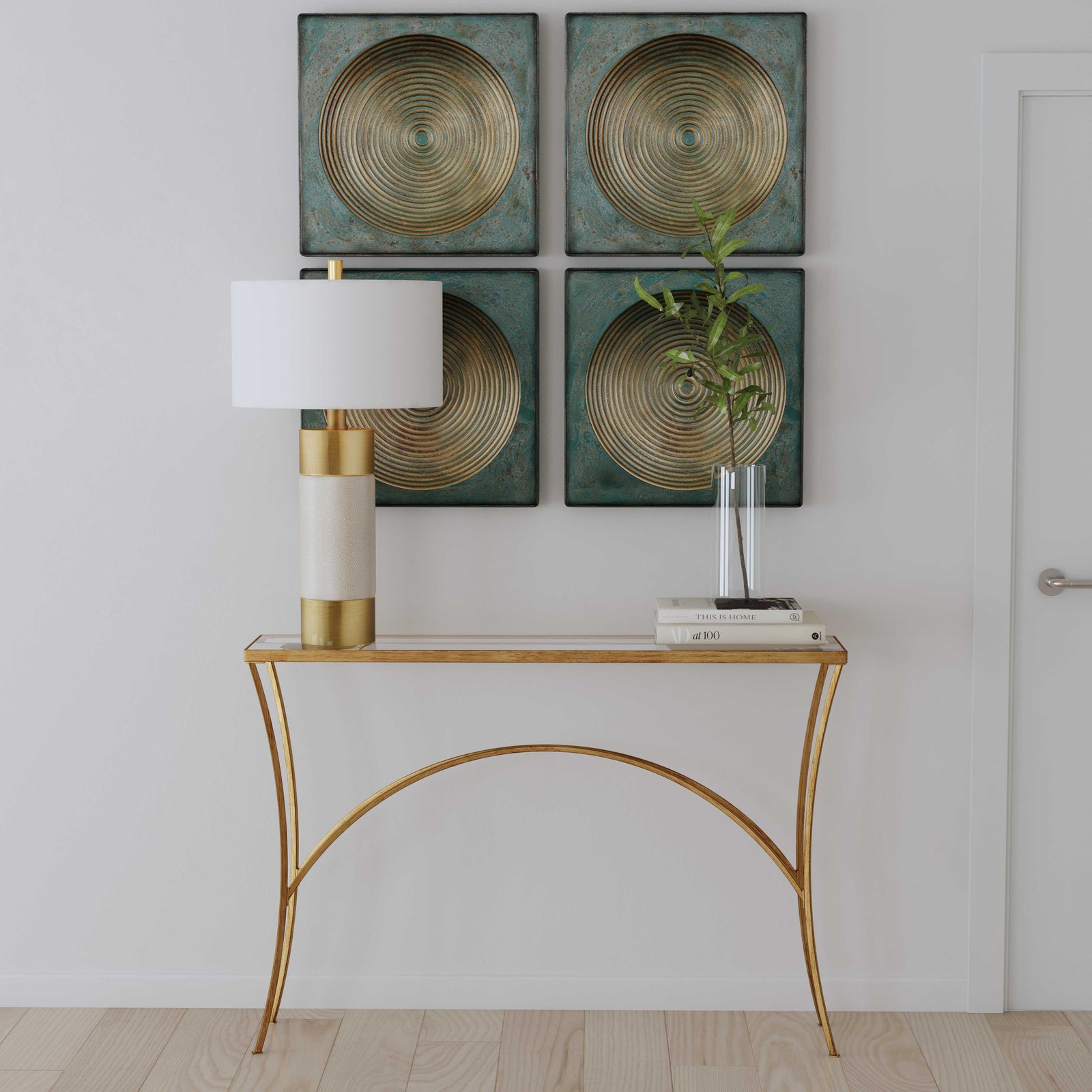 American Home Furniture Uttermost Sybil Antique Gold Squares S/2