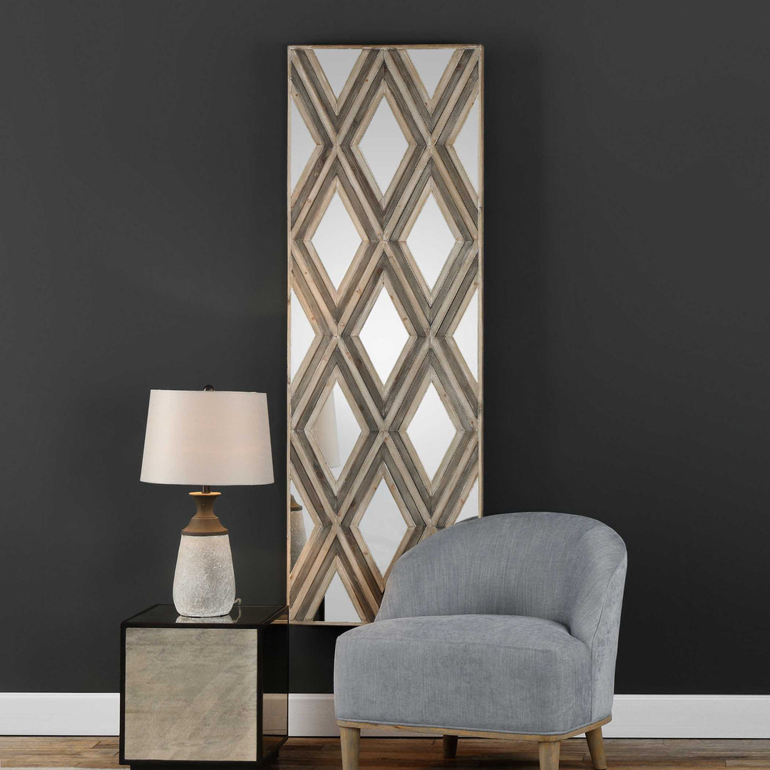 American Home Furniture Uttermost Tahira Geometric Argyle Pattern Wall Mirror
