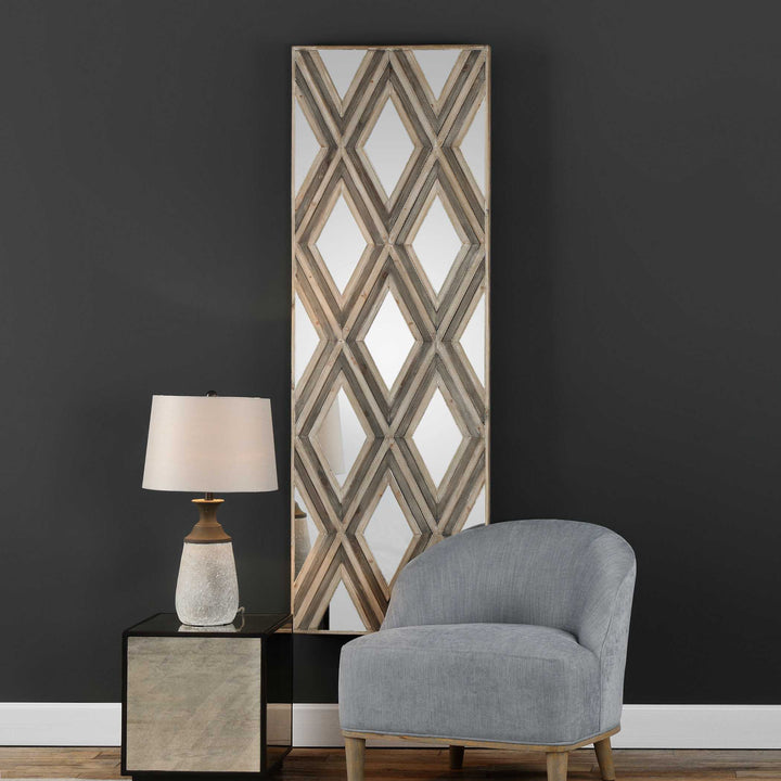 American Home Furniture Uttermost Tahira Geometric Argyle Pattern Wall Mirror