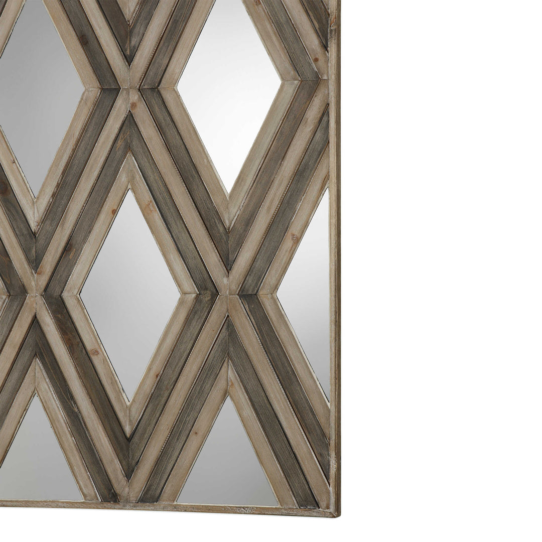 American Home Furniture Uttermost Tahira Geometric Argyle Pattern Wall Mirror
