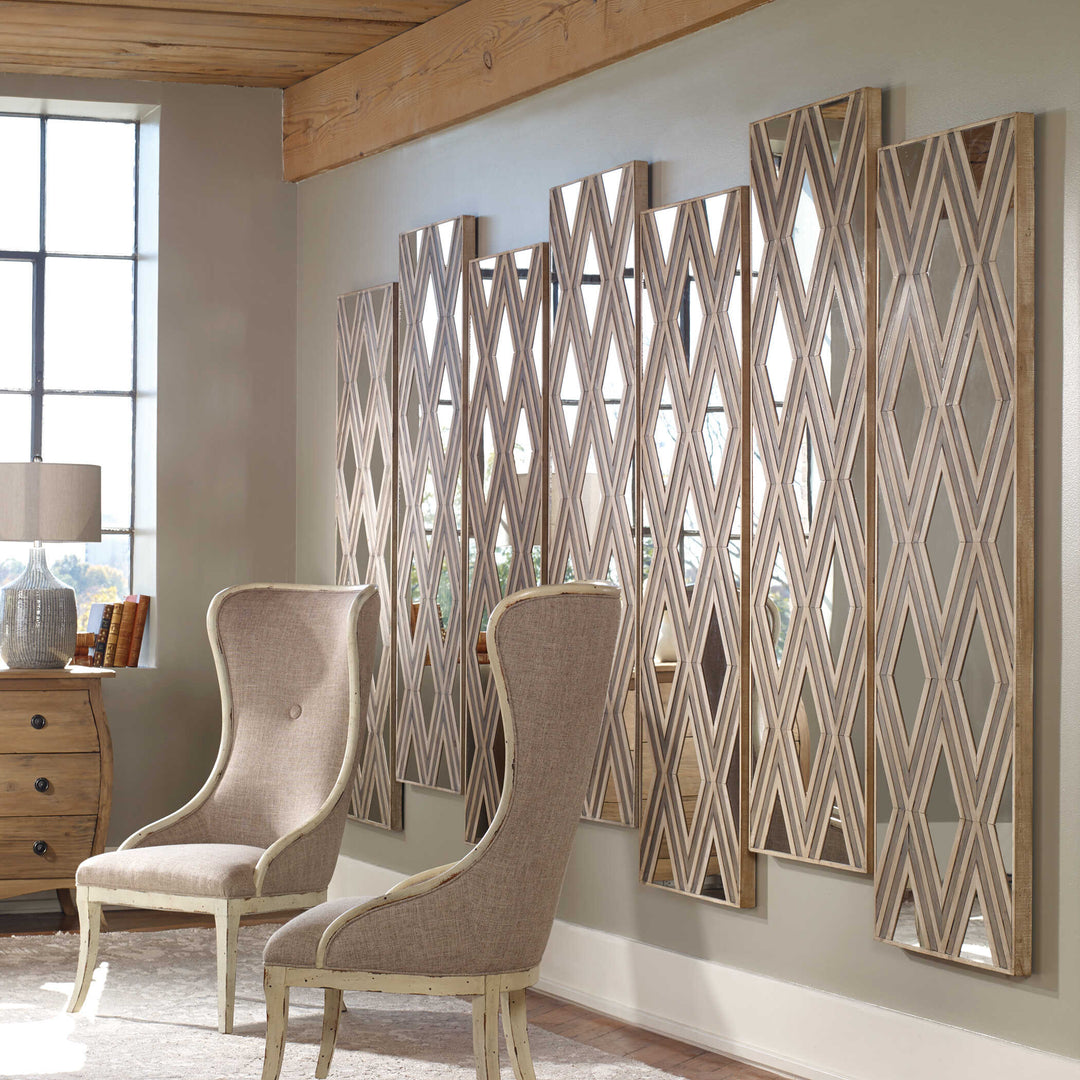 American Home Furniture Uttermost Tahira Geometric Argyle Pattern Wall Mirror