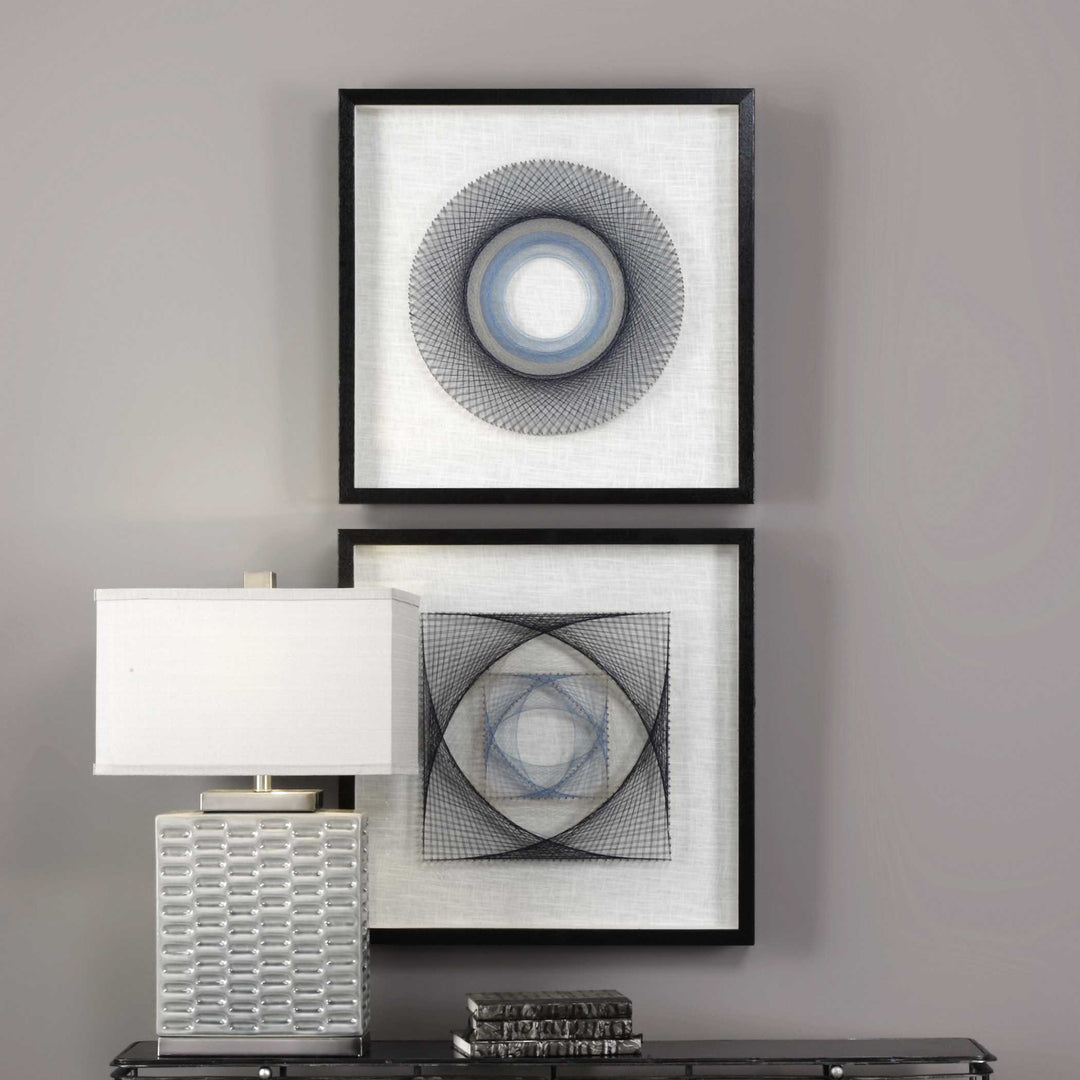 American Home Furniture Uttermost String Duet Geometric Art S/2