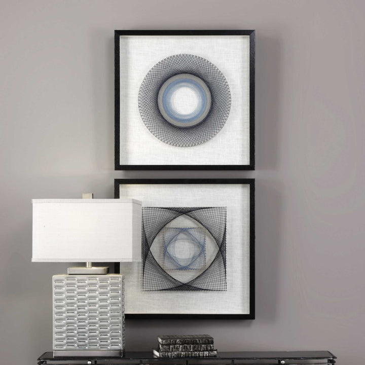 American Home Furniture Uttermost String Duet Geometric Art S/2