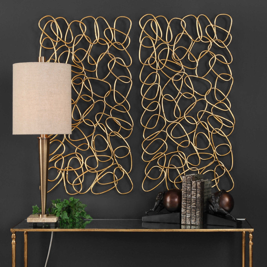 American Home Furniture Uttermost In the Loop Gold Wall Art Set of 2