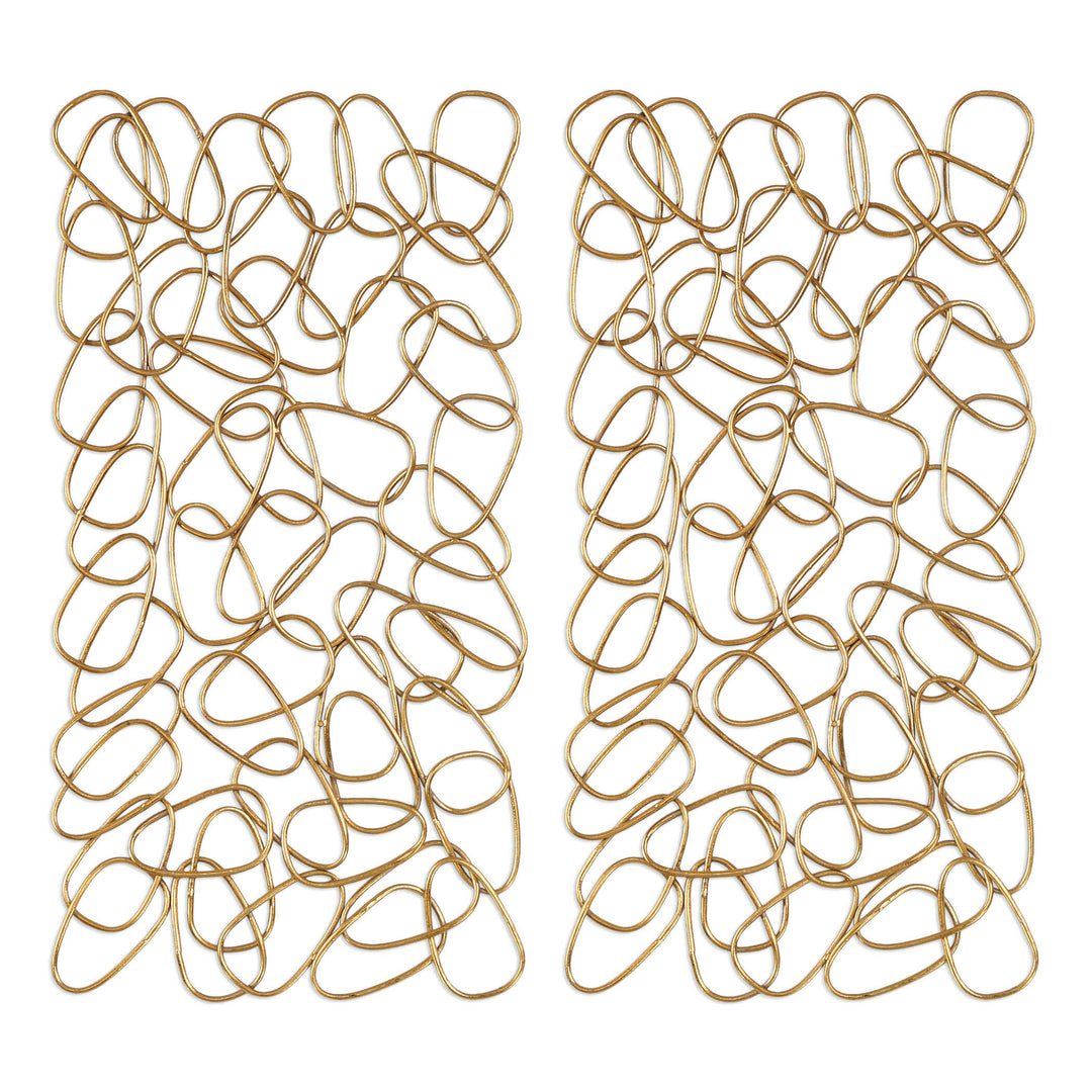 American Home Furniture Uttermost In the Loop Gold Wall Art Set of 2
