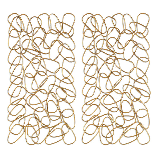American Home Furniture Uttermost In the Loop Gold Wall Art Set of 2