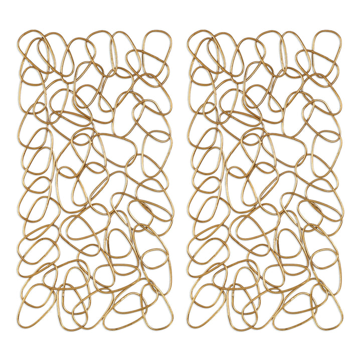 American Home Furniture Uttermost In the Loop Gold Wall Art Set of 2