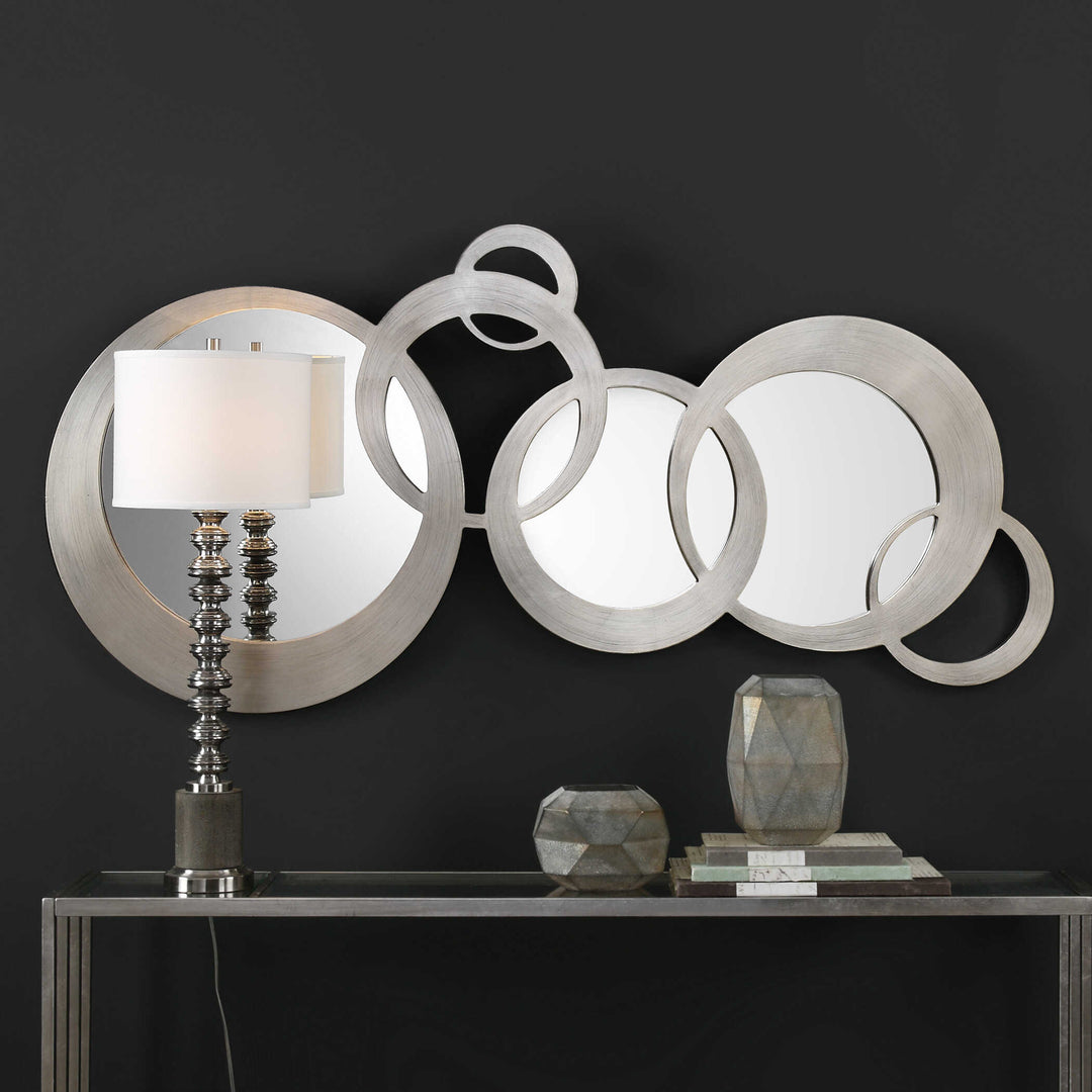 American Home Furniture Uttermost Odiana Silver Rings Modern Mirror