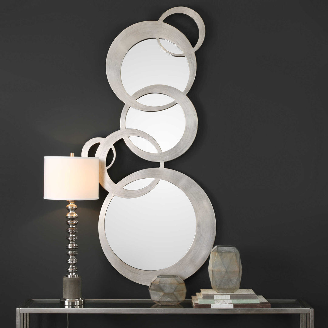 American Home Furniture Uttermost Odiana Silver Rings Modern Mirror