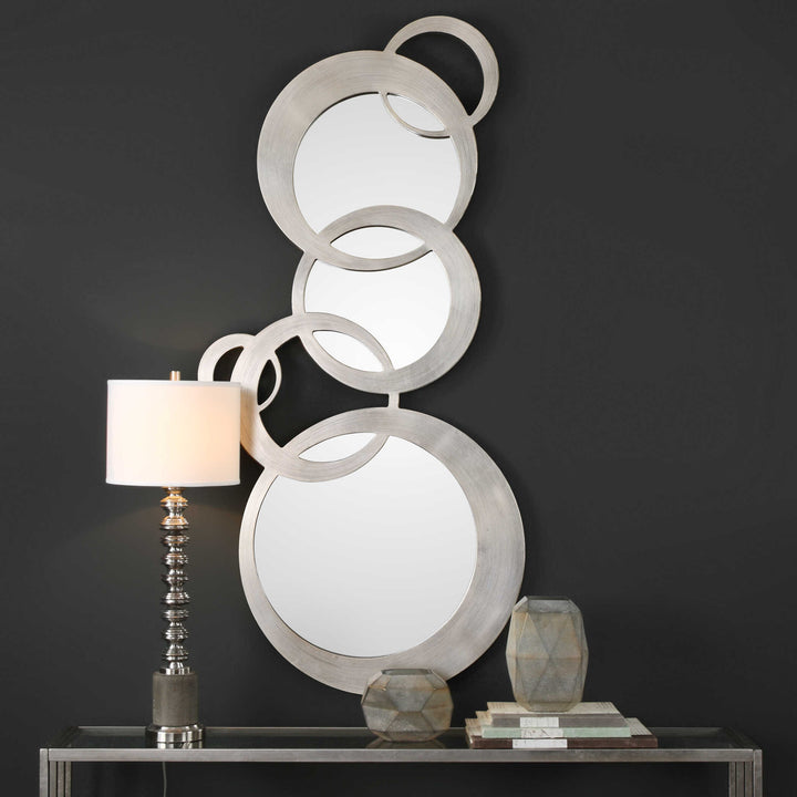 American Home Furniture Uttermost Odiana Silver Rings Modern Mirror