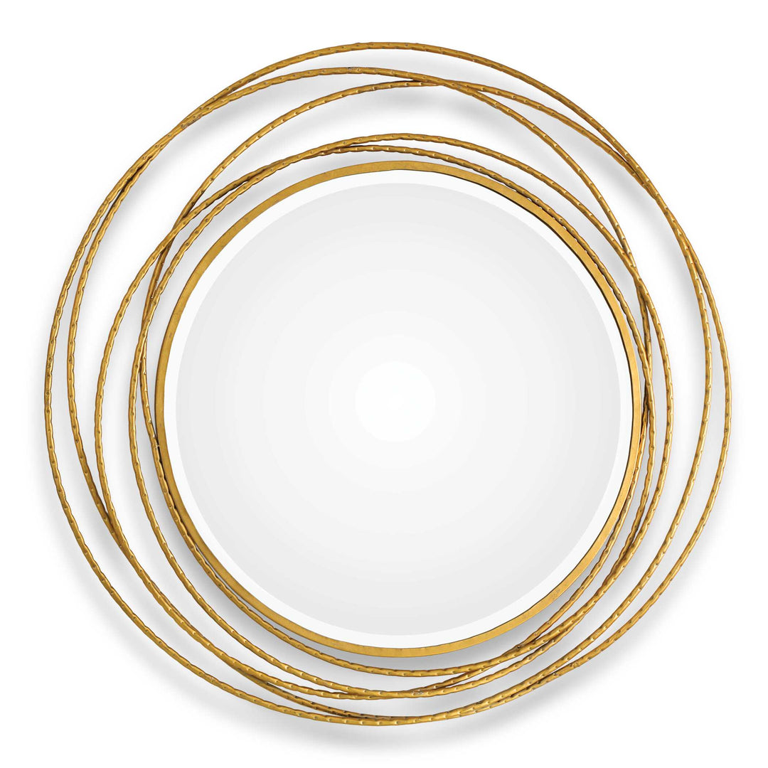 American Home Furniture Uttermost Whirlwind Gold Round Mirror
