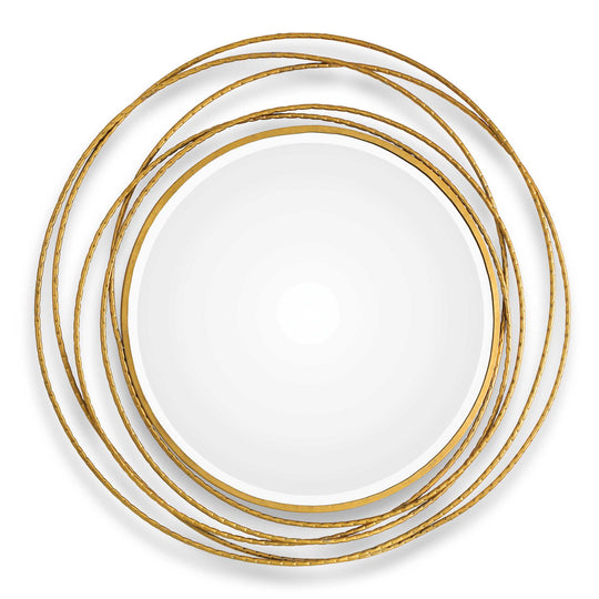 American Home Furniture Uttermost Whirlwind Gold Round Mirror