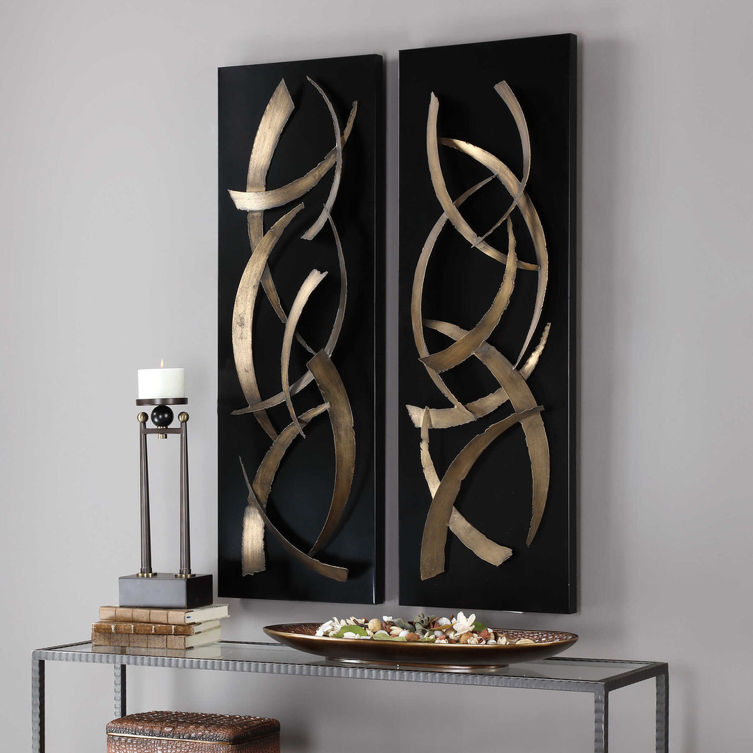 American Home Furniture Uttermost Brushstrokes Metal Wall Panels Set of 2