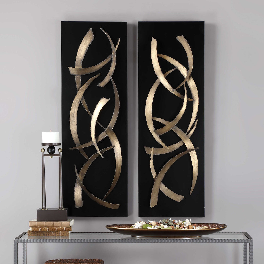 American Home Furniture Uttermost Brushstrokes Metal Wall Panels Set of 2