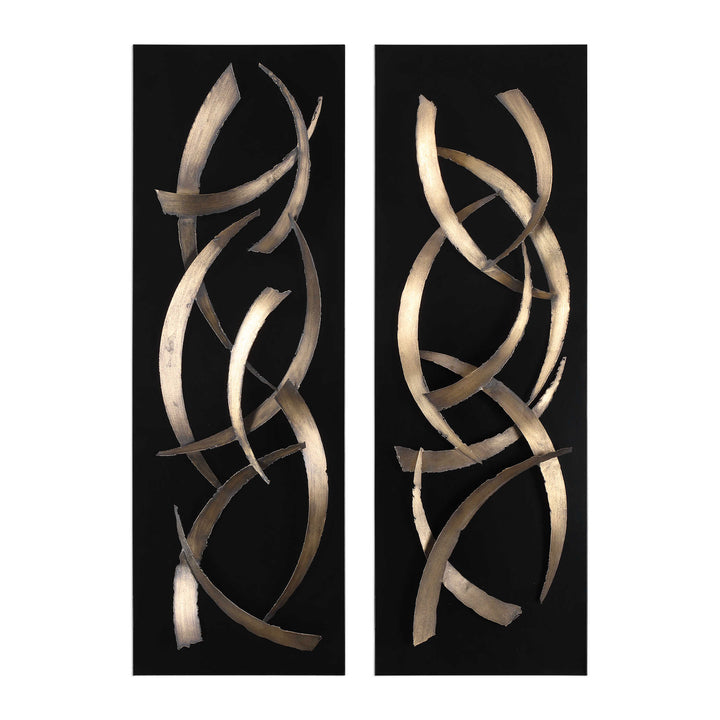 American Home Furniture Uttermost Brushstrokes Metal Wall Panels Set of 2