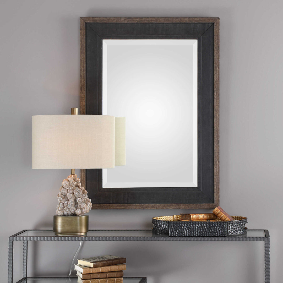American Home Furniture Uttermost Staveley Rustic Black Mirror