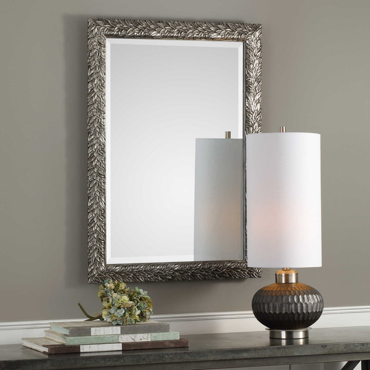 American Home Furniture Uttermost Evelina Silver Leaves Mirror