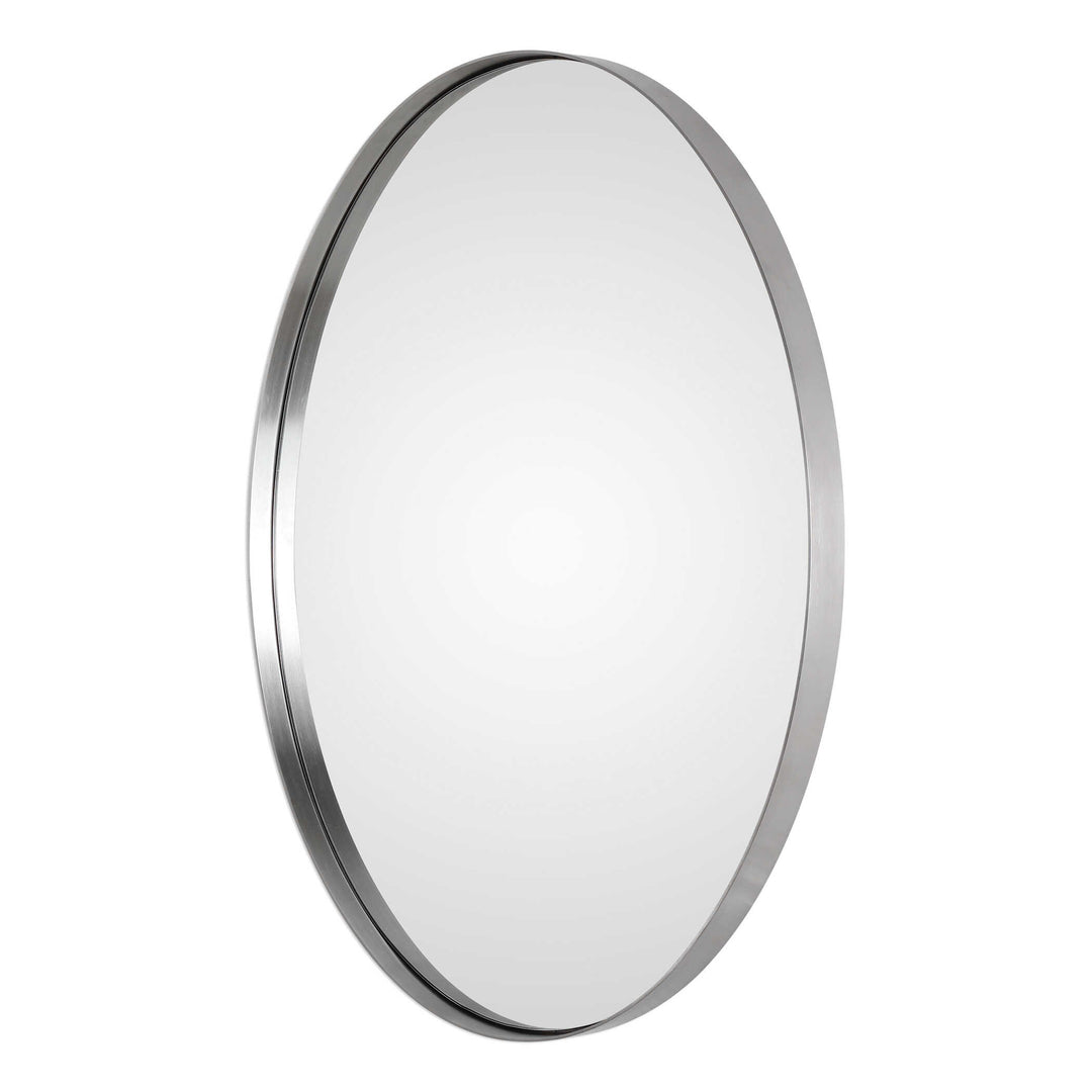 American Home Furniture Uttermost Pursley Brushed Nickel Oval Mirror