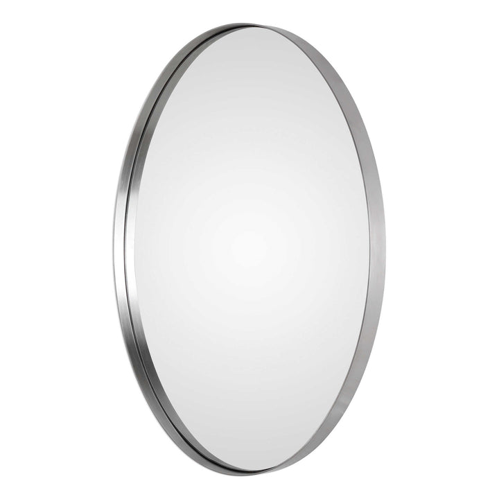American Home Furniture Uttermost Pursley Brushed Nickel Oval Mirror