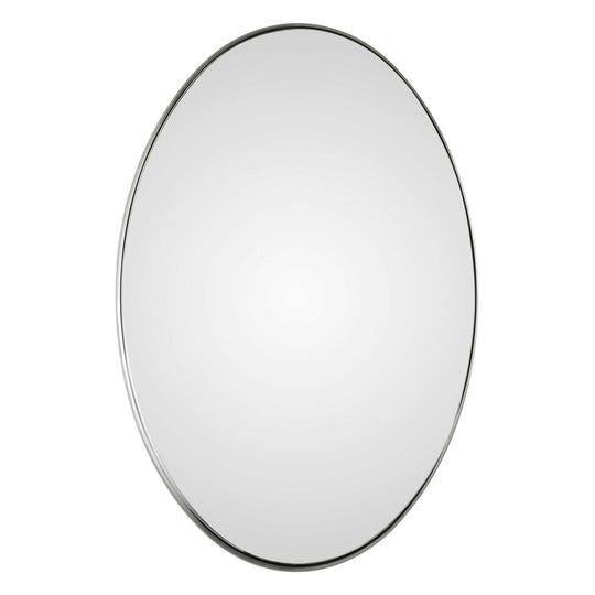 American Home Furniture Uttermost Pursley Brushed Nickel Oval Mirror
