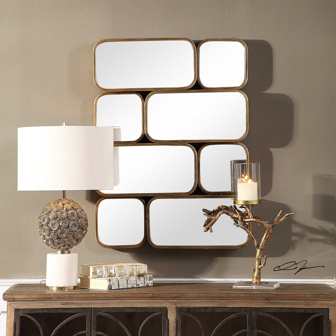 American Home Furniture Uttermost Canute Modern Gold Mirror