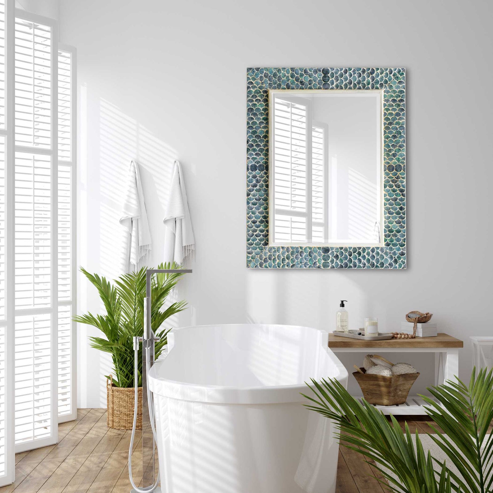 American Home Furniture Uttermost Makaria Coastal Blue Mirror