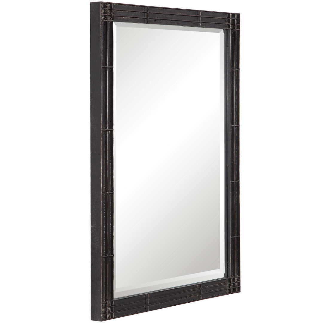 American Home Furniture Uttermost Gower Aged Black Vanity Mirror