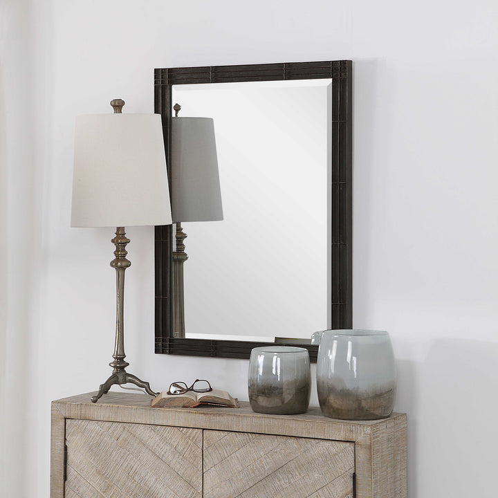 American Home Furniture Uttermost Gower Aged Black Vanity Mirror