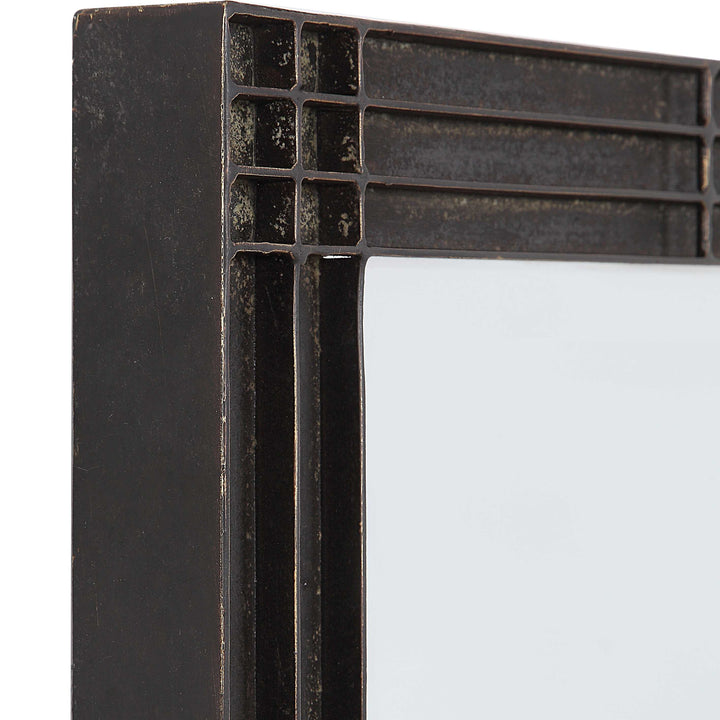 American Home Furniture Uttermost Gower Aged Black Vanity Mirror
