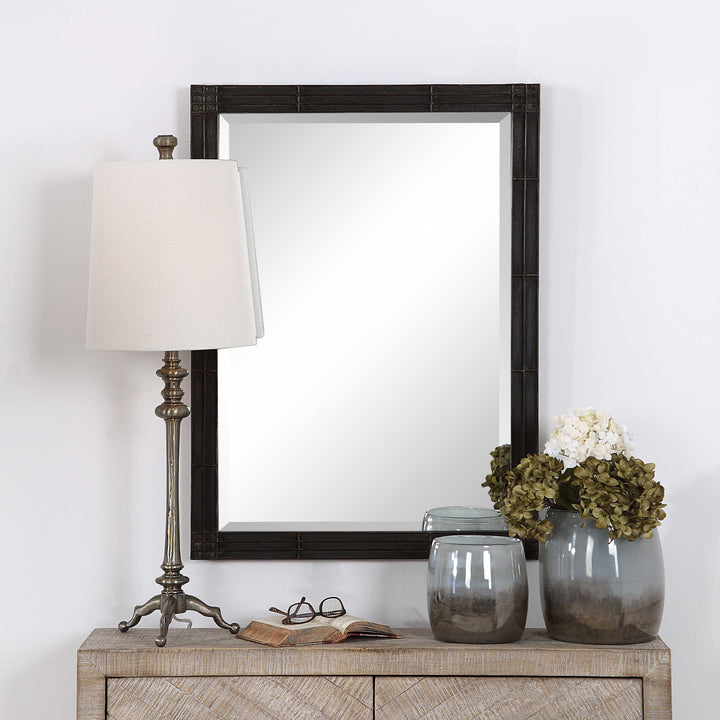 American Home Furniture Uttermost Gower Aged Black Vanity Mirror