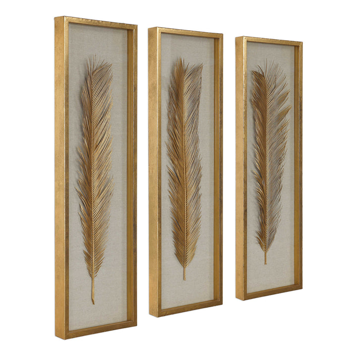 American Home Furniture Uttermost Palma Gold Leaf Shadow Box Set/3