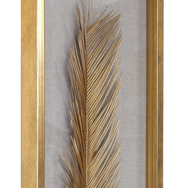 American Home Furniture Uttermost Palma Gold Leaf Shadow Box Set/3