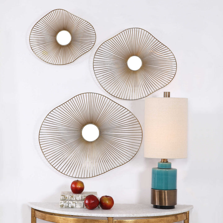 American Home Furniture Uttermost Avarie Gold Metal Wall Art Set/3